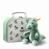 Enfant Steiff Anniversaire | Mini Peluches*Bébé T-Rex Joshi dans sa valise, 16 cm, vert clair