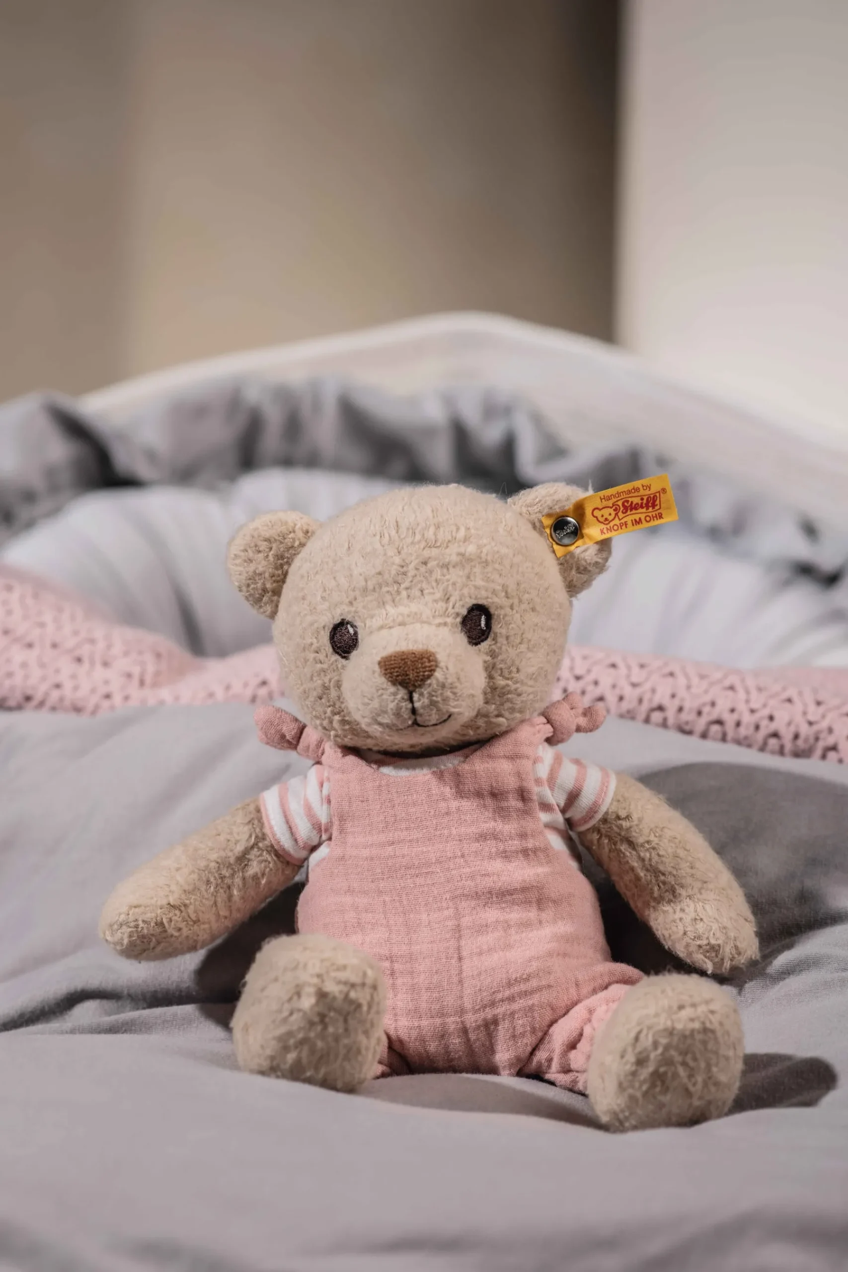 Steiff Naissance Et Baptême | Friends*GOTS ours Teddy Nele, 26 cm, rose pâle