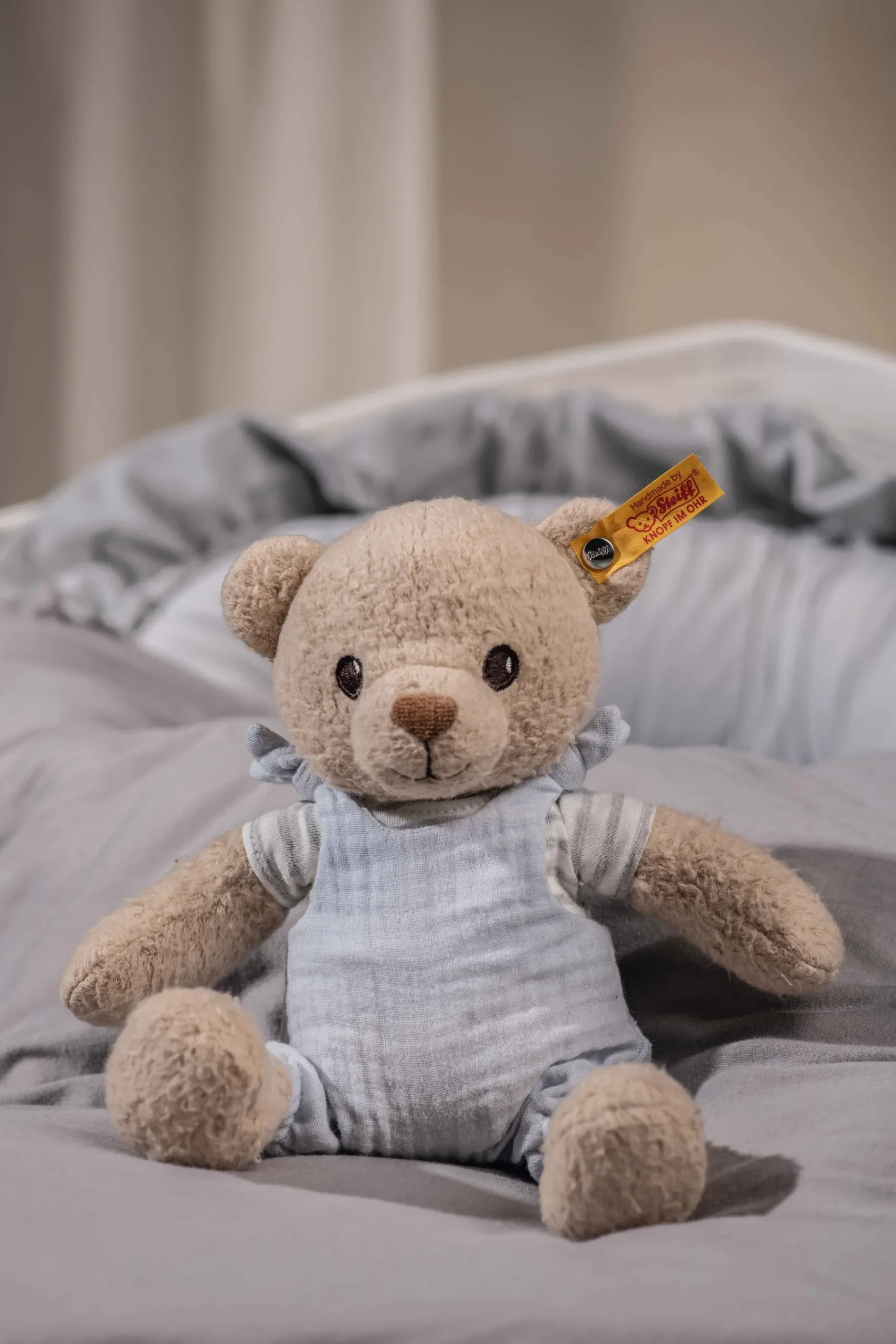 Steiff Naissance Et Baptême | Friends*GOTS ours Teddy Niko, 26 cm, bleu clair
