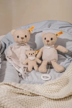 Steiff Naissance Et Baptême | Friends*GOTS ours Teddy Noah crépitant avec crécelle, 12 cm, beige