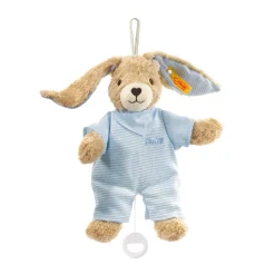 Steiff Friends | Peluches Musicales*Lapin Hoppel avec boîte à musique, 20 cm, bleu clair