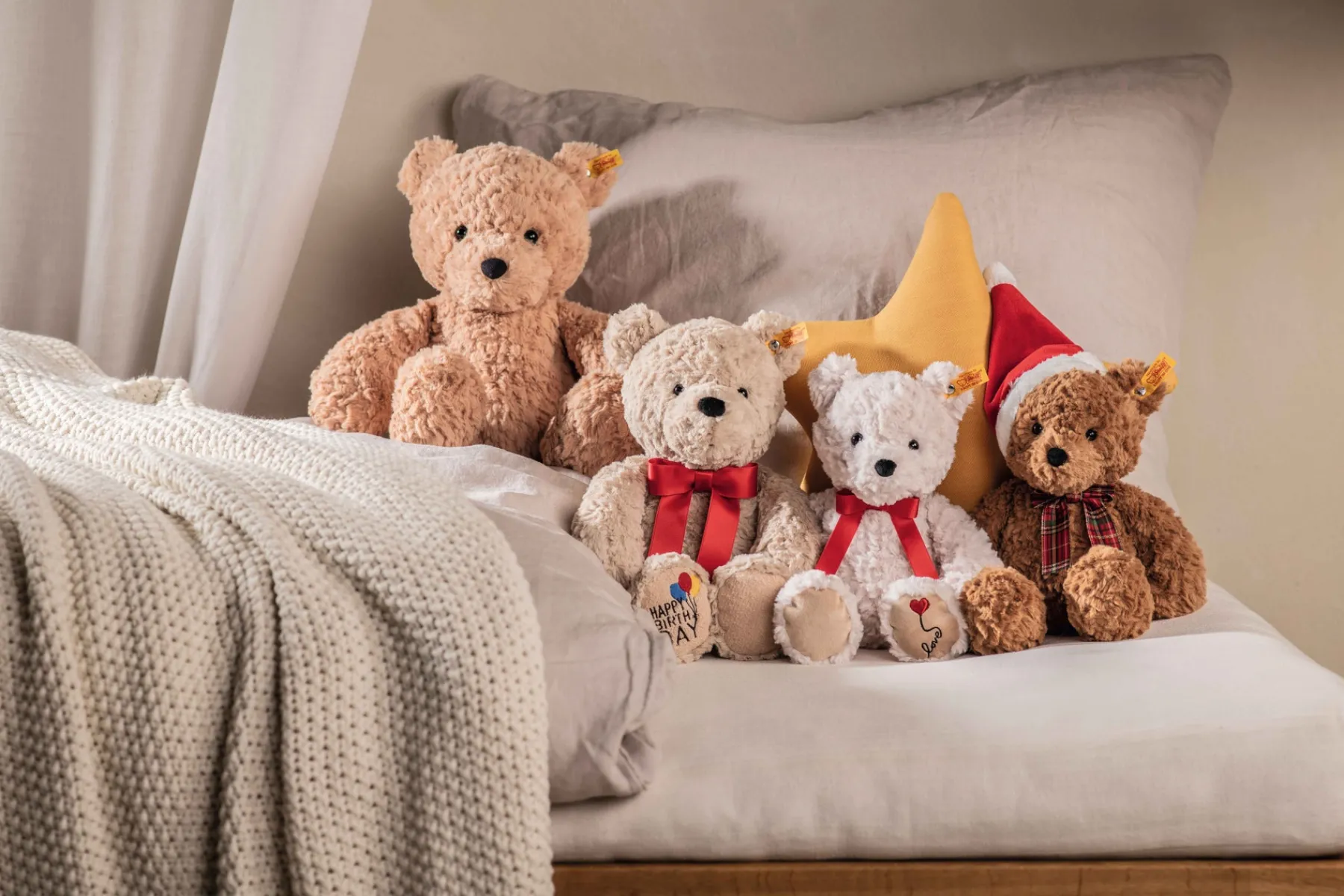 Enfant Steiff Anniversaire | Friends*Ours Teddy Jimmy – Happy Birthday, 35 cm, beige