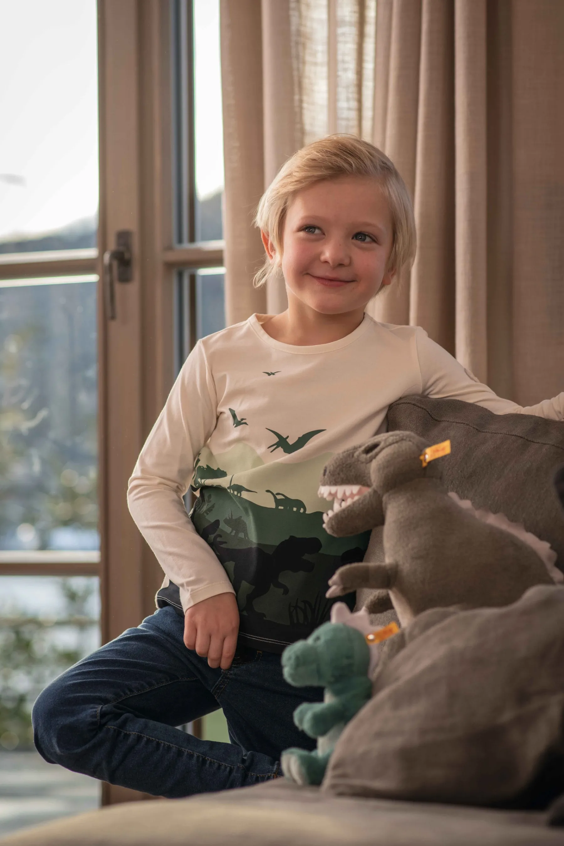Enfant Steiff Anniversaire|Friends*Bébé T-Rex Joshi, 16 cm, vert clair
