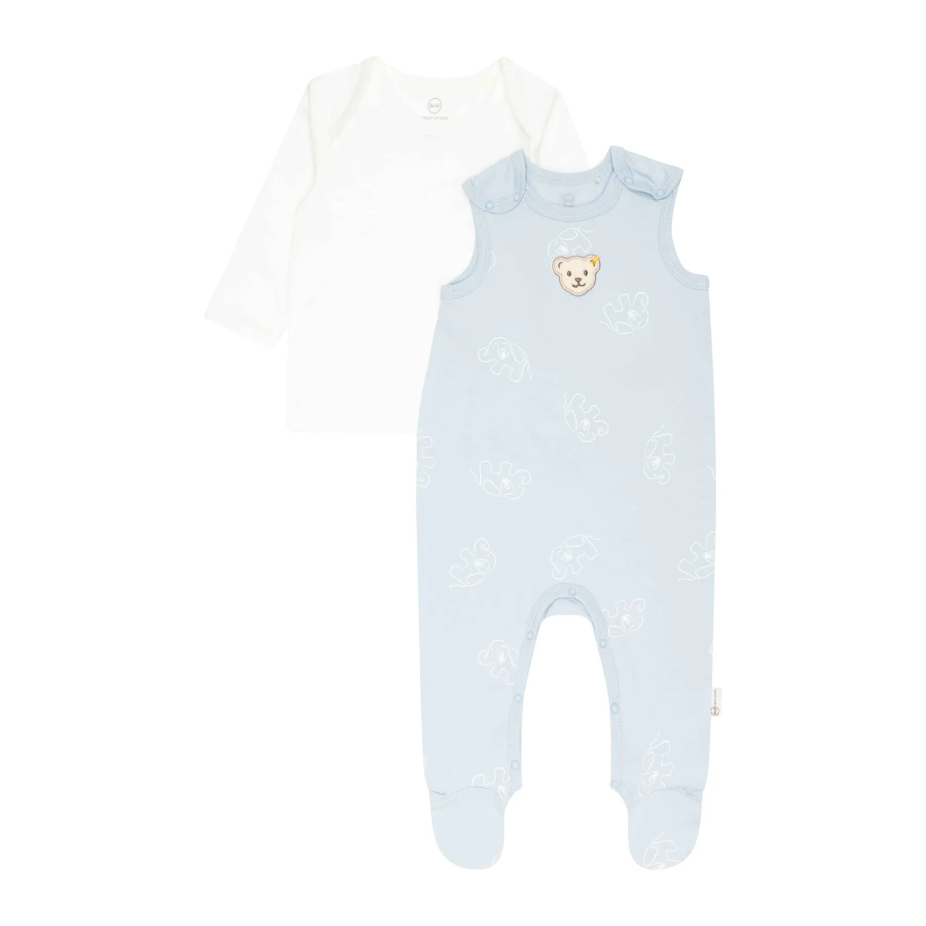 Steiff Naissance|Vêtements De Bébé Certifiés Gots*Ensemble grenouillère + T-shirt GOTS, bleu clair