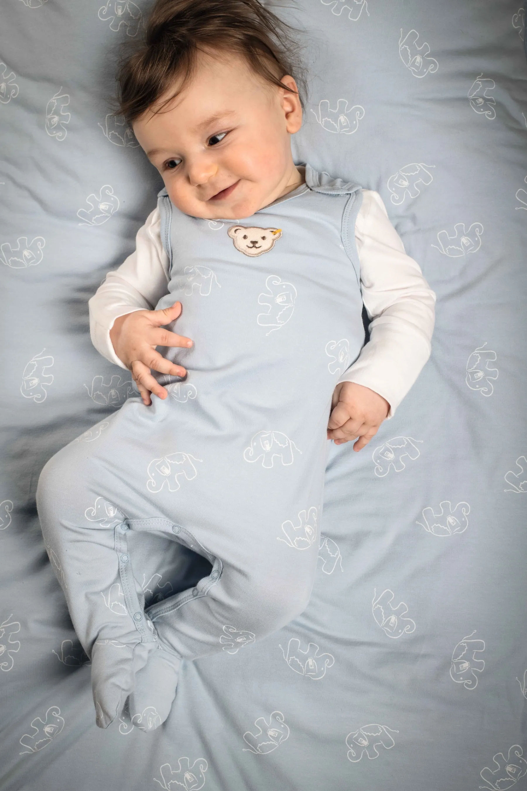Steiff Naissance|Vêtements De Bébé Certifiés Gots*Ensemble grenouillère + T-shirt GOTS, bleu clair