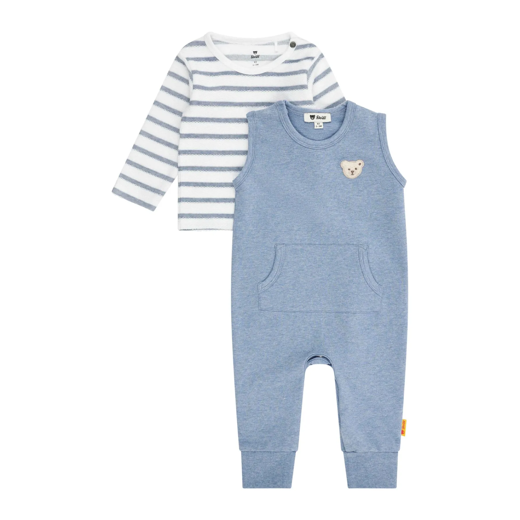 Steiff Naissance*Ensemble grenouillère + T-shirt, bleu moyenne pour Garçons