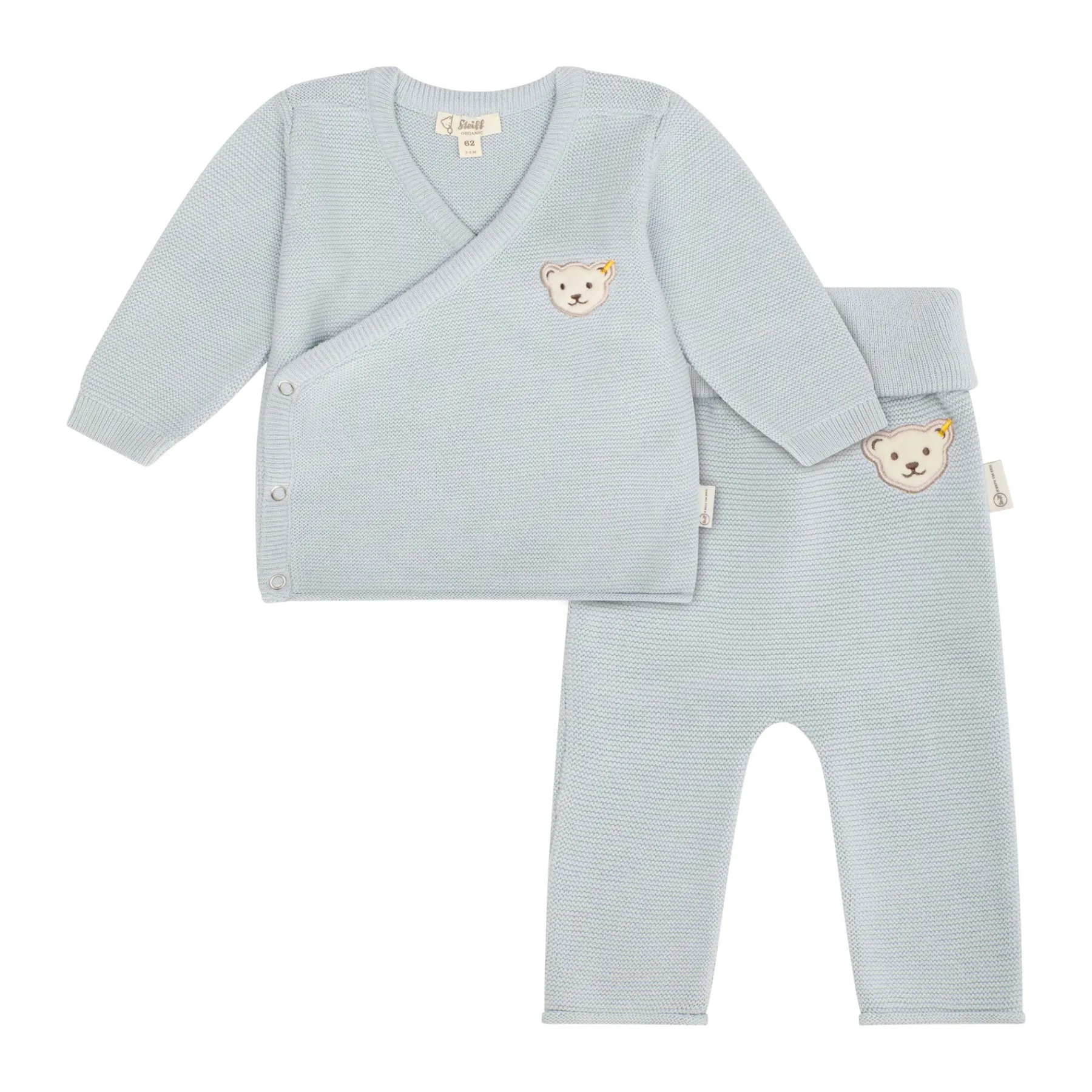 Steiff Naissance|Vêtements De Bébé Certifiés Gots*Ensemble pantalon + cache coeur GOTS, bleu clair