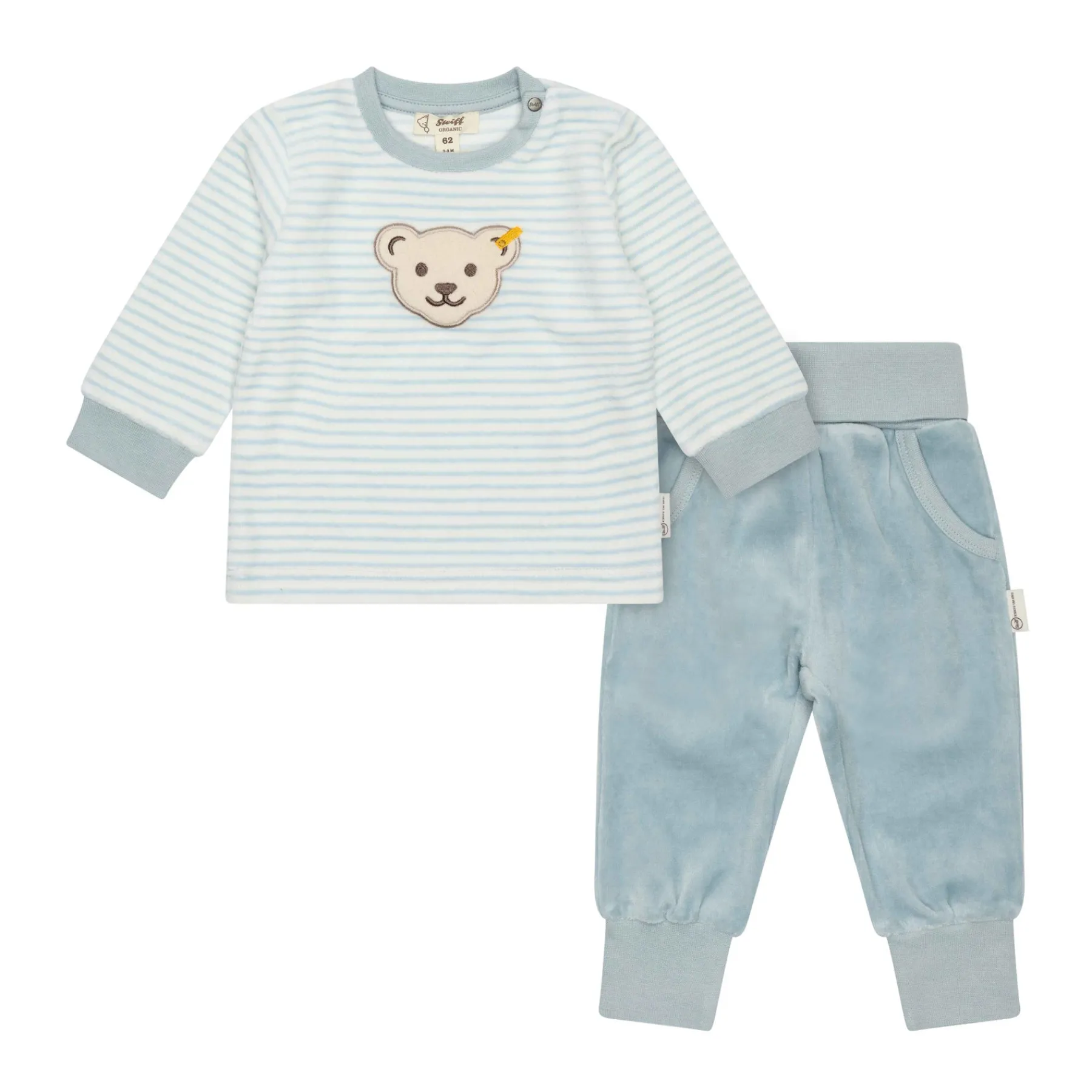 Steiff Vêtements De Bébé Certifiés Gots|Pantalons Et Jeans*Ensemble pantalon + sweatshirt GOTS, bleu clair