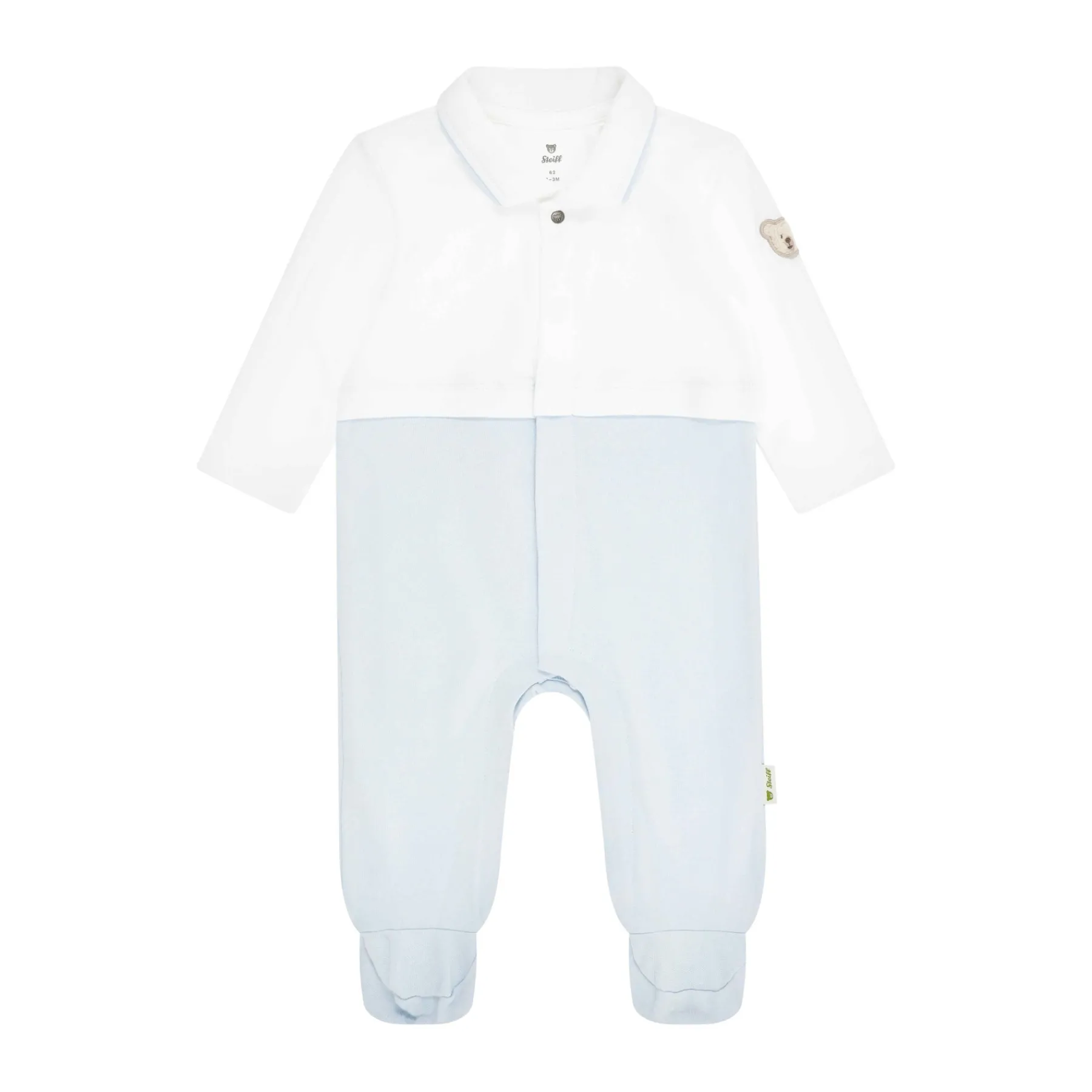 Steiff Baptême|Bébé Garçon (taille 56-80)*Grenouillère manches longues, bleu clair pour Garçons