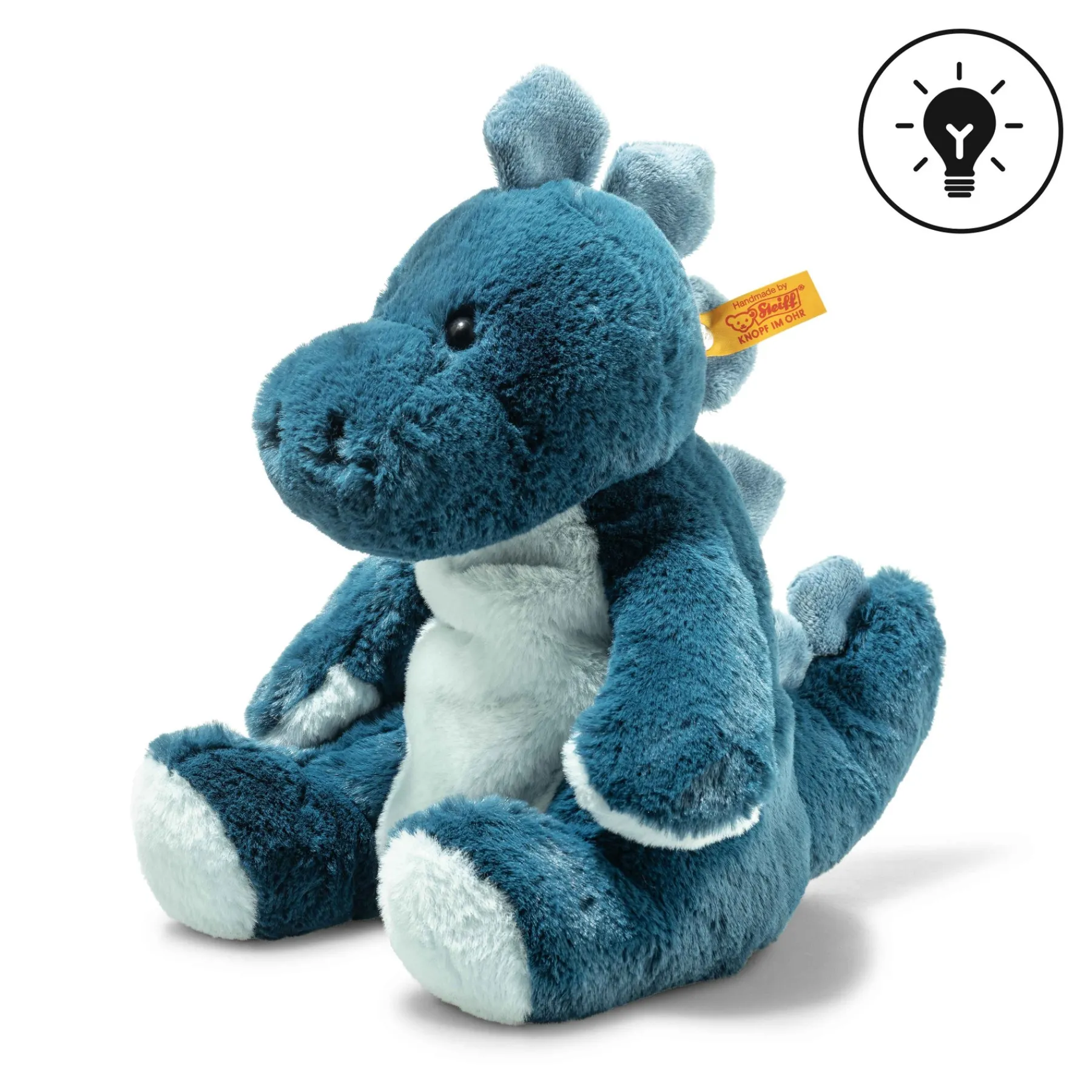 Enfant Steiff Anniversaire|Animaux Populaires*Light at Night stegosaurus Spott, 28 cm, bleu clair