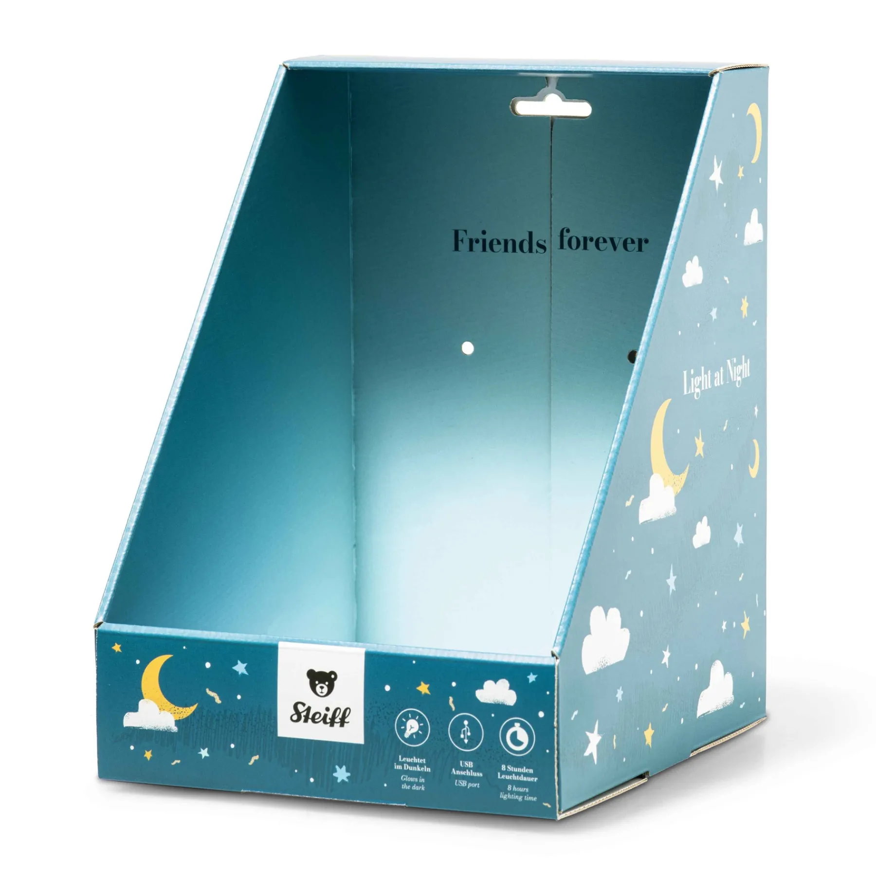 Enfant Steiff Anniversaire|Animaux Populaires*Light at Night stegosaurus Spott, 28 cm, bleu clair