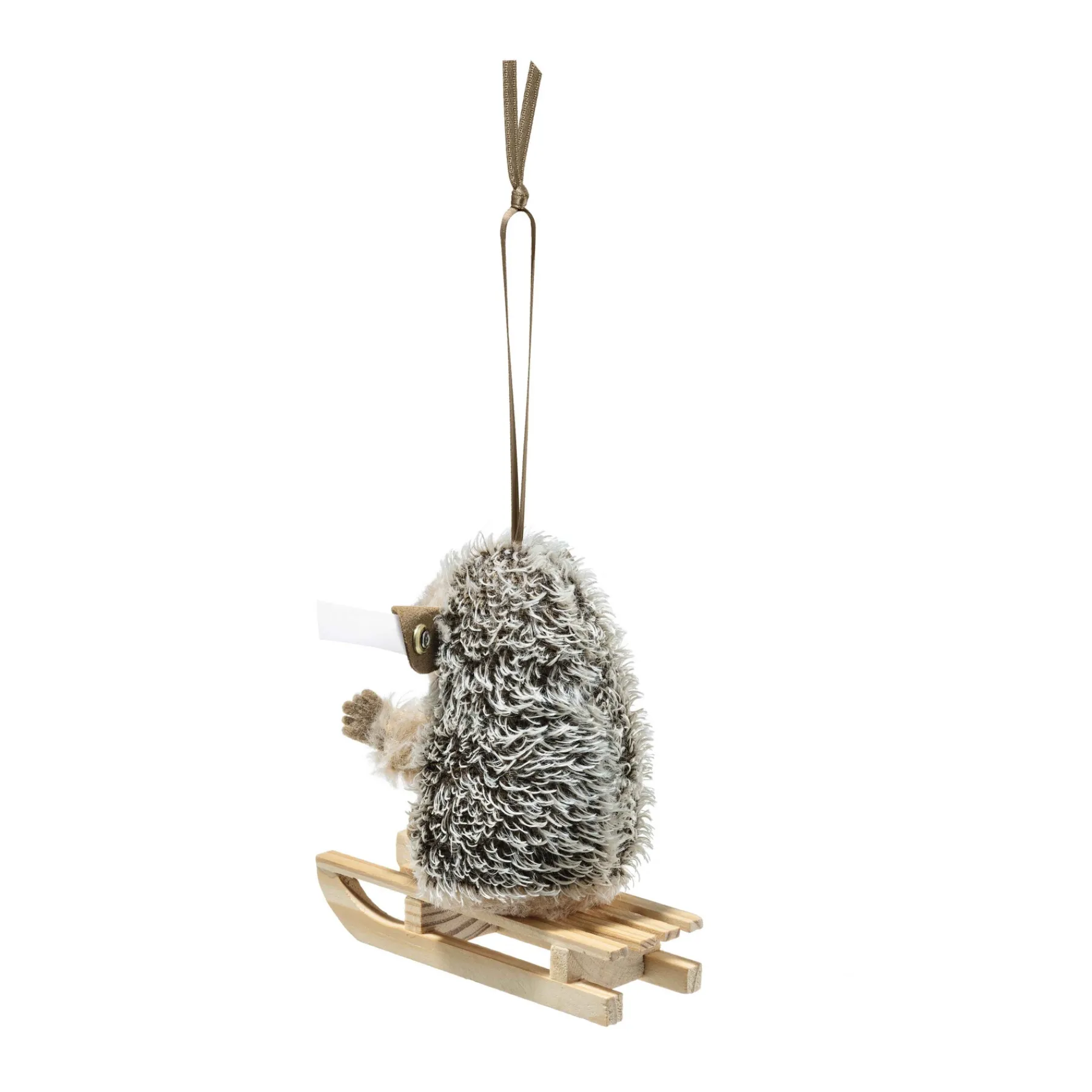Steiff Édition Limitée*Ornement hérisson sur luge, 9 cm, brun foncé