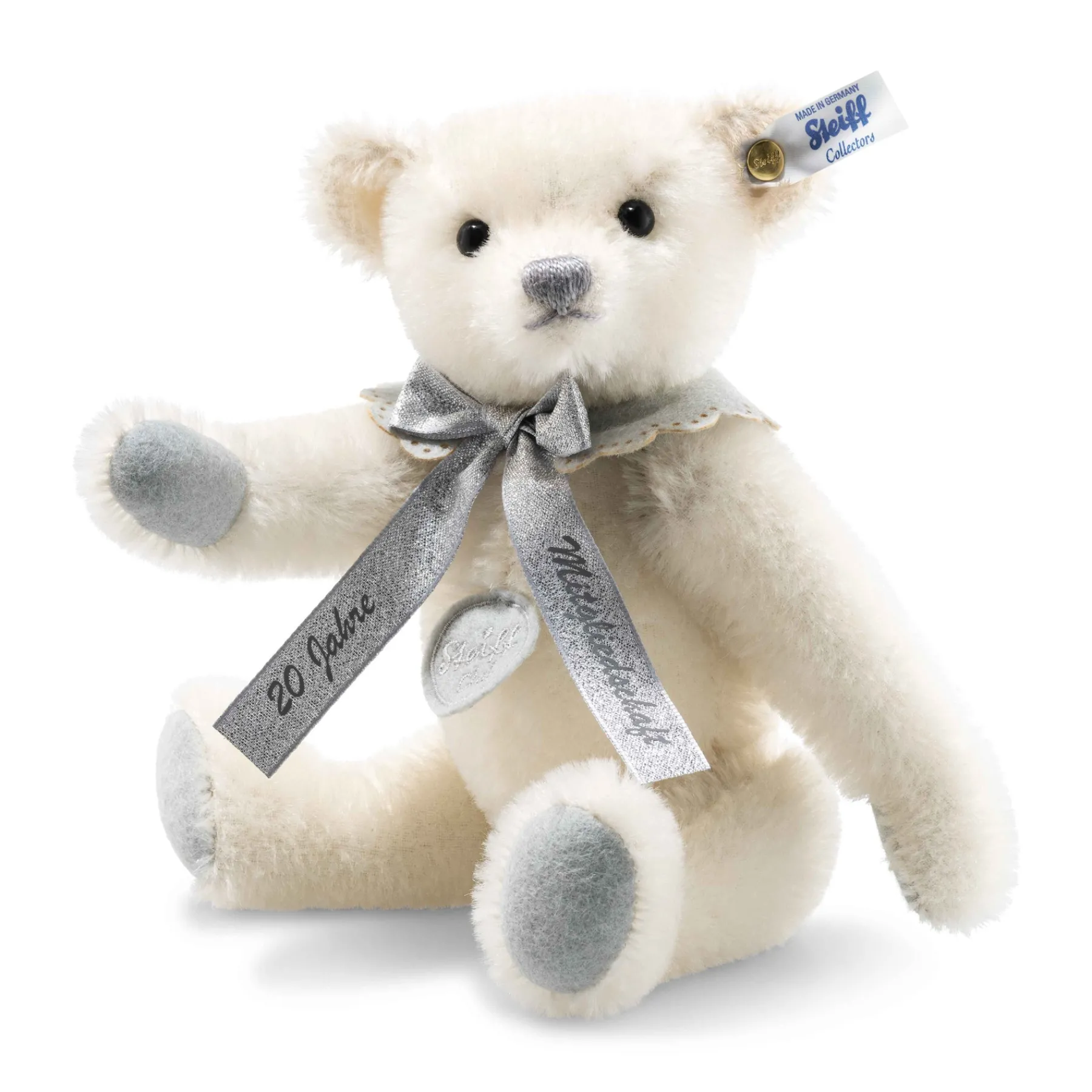 Steiff Édition Limitée*Ours Teddy fidélité 20 ans d'adhésion au Club, 24 cm, blanc