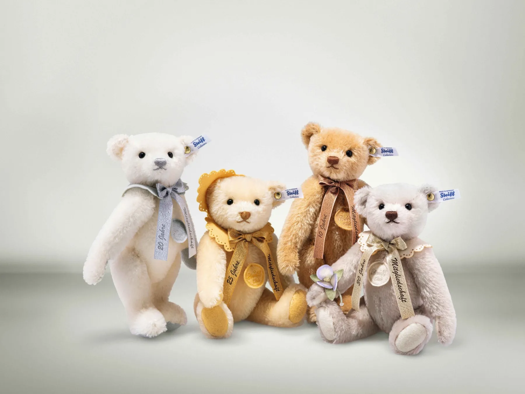 Steiff Édition Limitée*Ours Teddy fidélité 20 ans d'adhésion au Club, 24 cm, blanc