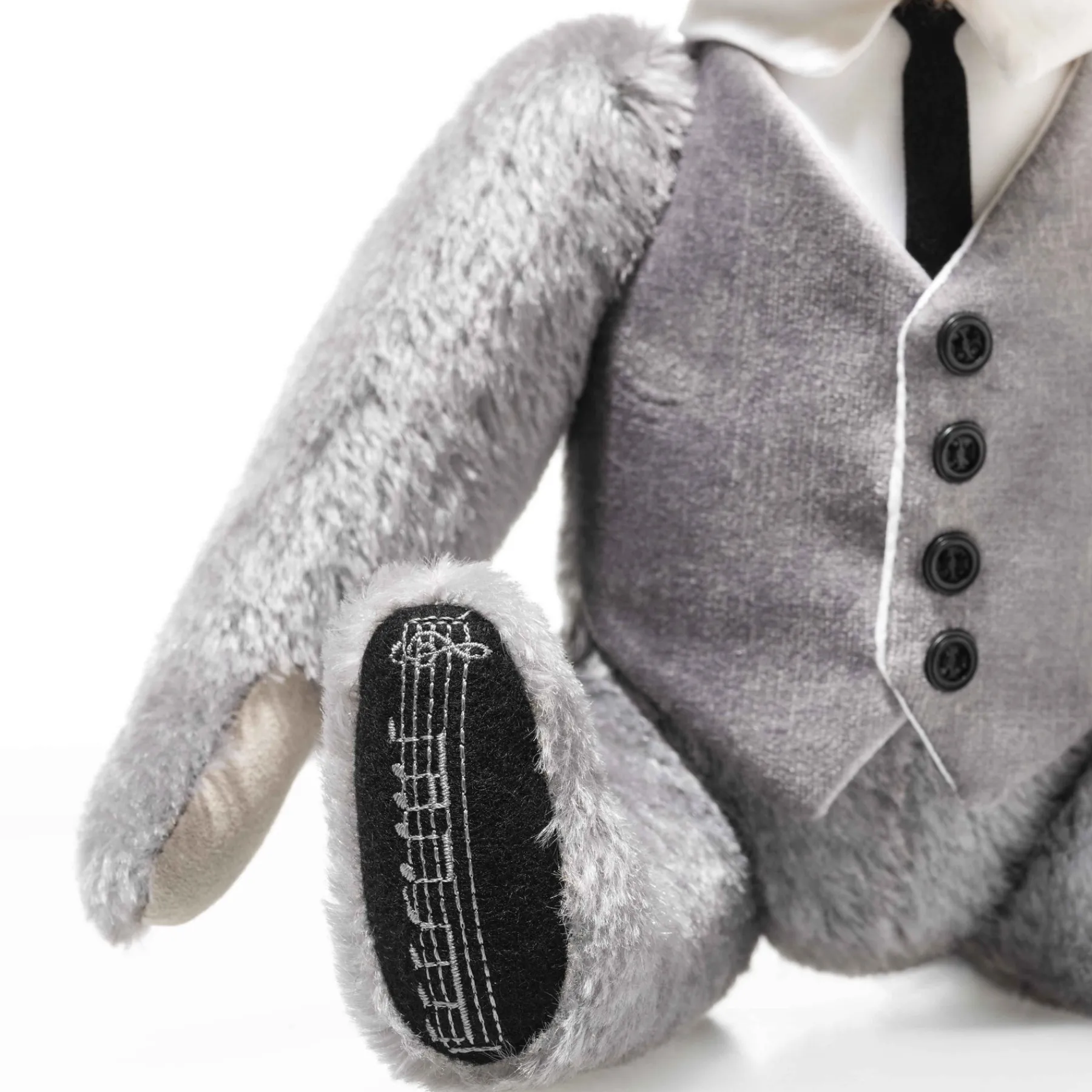 Steiff Édition Limitée*Ours Teddy James Bond Goldfinger 60ème anniversaire avec musique, 30 cm, gris clair