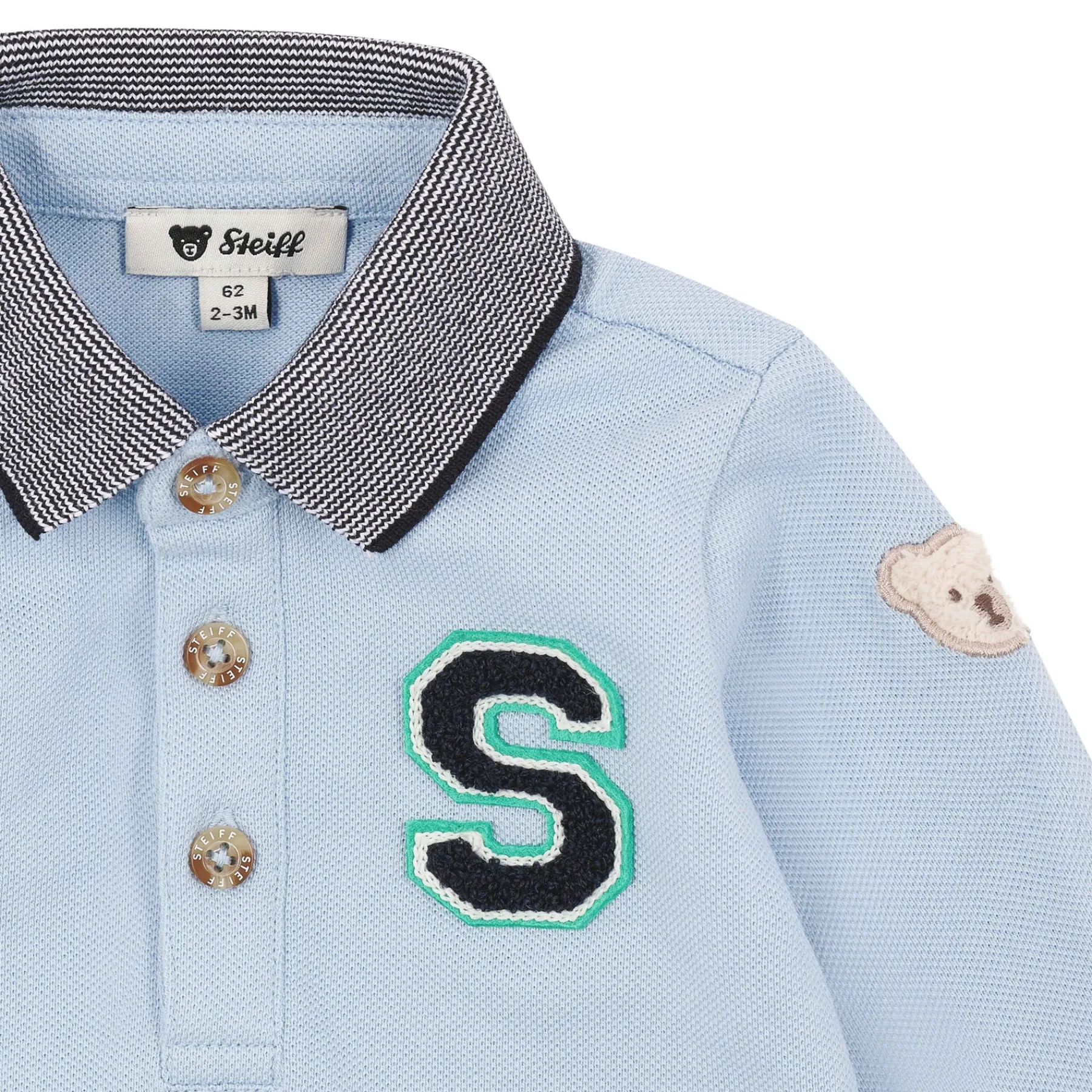 Steiff Bébé Garçon (taille 56-80)|T-shirts À Manches Longues Et Courtes*Polo manches longues, bleu clair pour Garçons