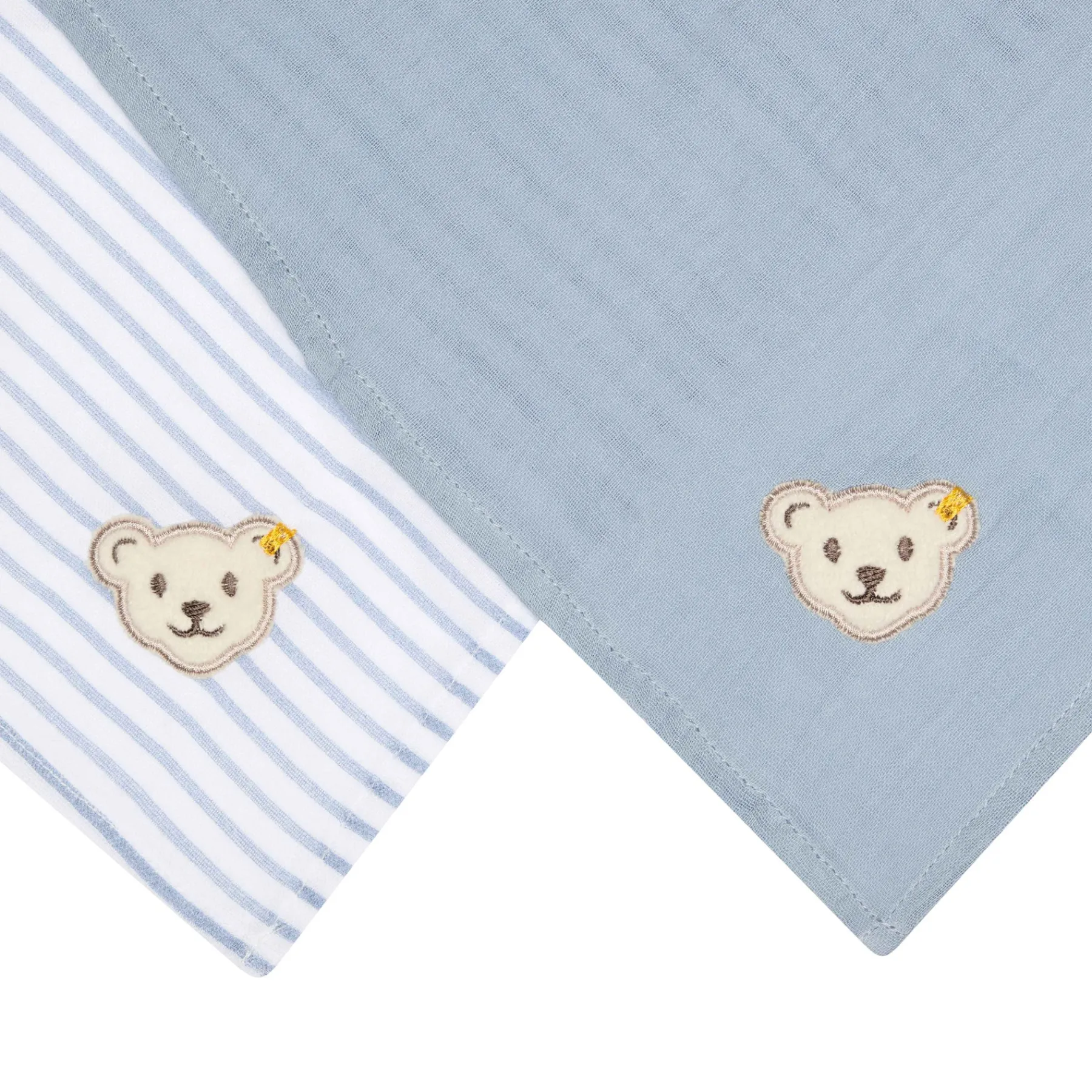 Steiff Vêtements De Bébé Certifiés Gots|Couches À Bavette Et À Gaze*Set de Lange GOTS, bleu clair